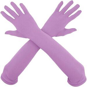 Women's Satin Light Purple Glove Elbow Length Full Finger Stretchy Party Costume